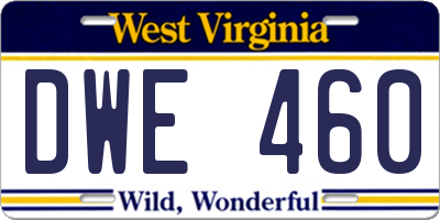 WV license plate DWE460