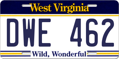 WV license plate DWE462