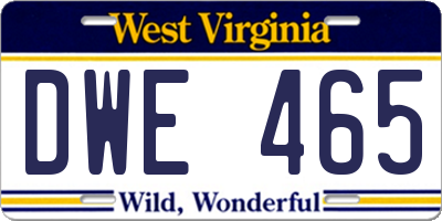 WV license plate DWE465