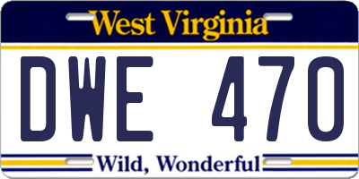 WV license plate DWE470