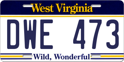 WV license plate DWE473