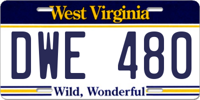 WV license plate DWE480