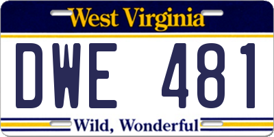 WV license plate DWE481