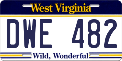 WV license plate DWE482
