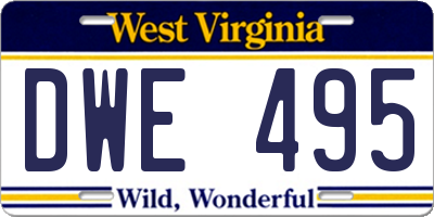 WV license plate DWE495