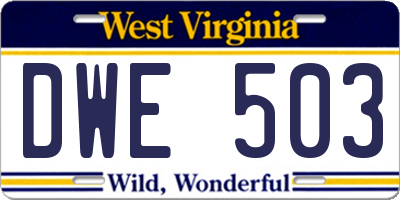 WV license plate DWE503