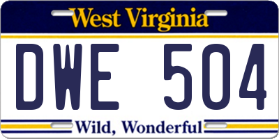 WV license plate DWE504
