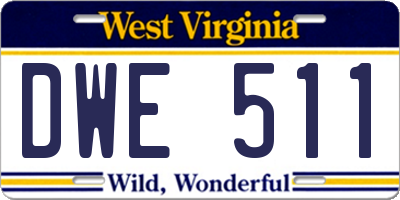 WV license plate DWE511