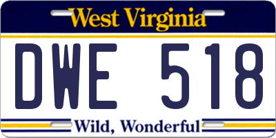WV license plate DWE518