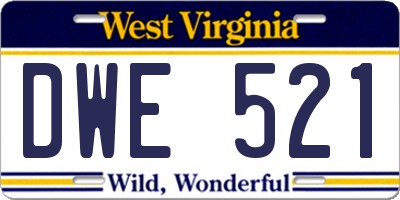WV license plate DWE521