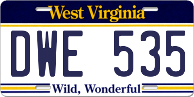 WV license plate DWE535
