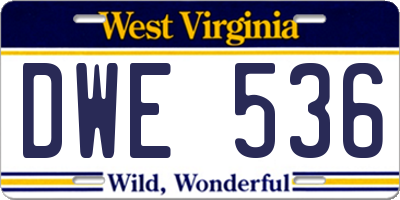 WV license plate DWE536