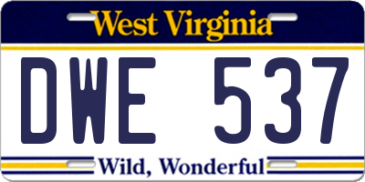 WV license plate DWE537