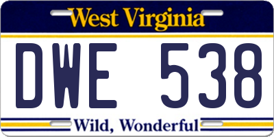 WV license plate DWE538