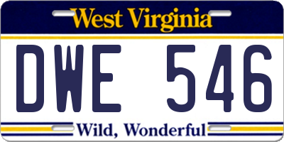 WV license plate DWE546