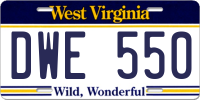 WV license plate DWE550