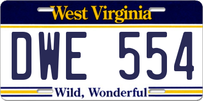 WV license plate DWE554