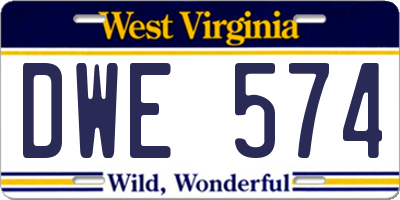 WV license plate DWE574