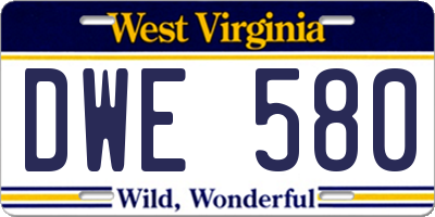WV license plate DWE580