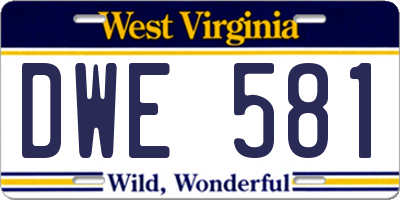 WV license plate DWE581