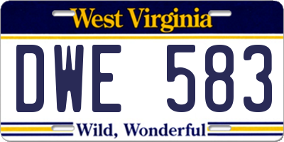 WV license plate DWE583