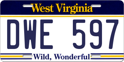WV license plate DWE597