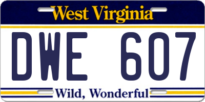 WV license plate DWE607