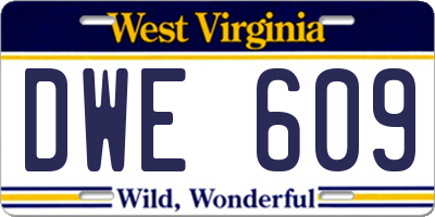 WV license plate DWE609