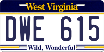 WV license plate DWE615