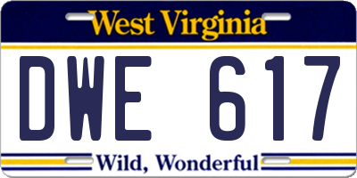 WV license plate DWE617