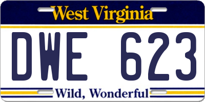 WV license plate DWE623