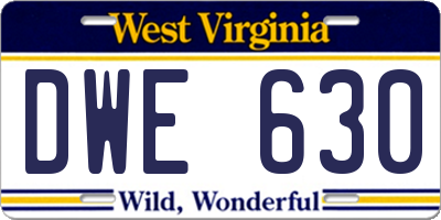 WV license plate DWE630