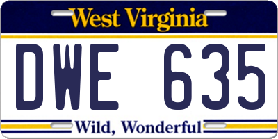 WV license plate DWE635
