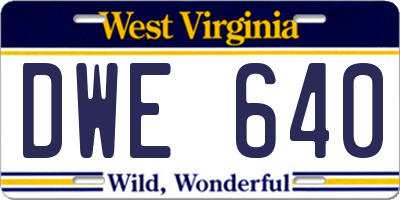WV license plate DWE640