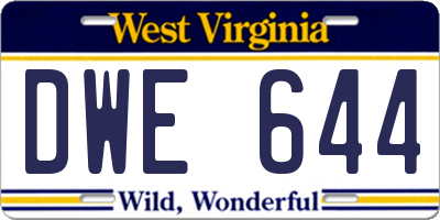 WV license plate DWE644