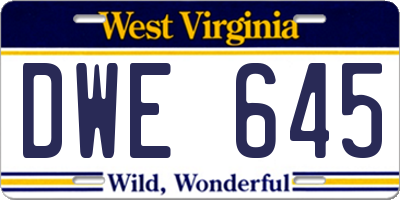 WV license plate DWE645