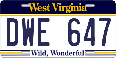 WV license plate DWE647