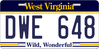WV license plate DWE648