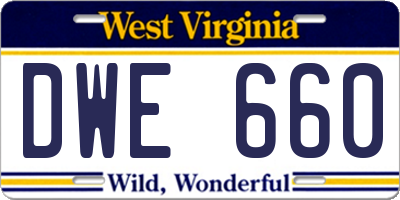 WV license plate DWE660