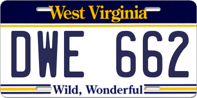 WV license plate DWE662
