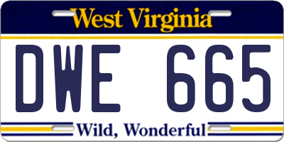 WV license plate DWE665