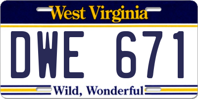 WV license plate DWE671