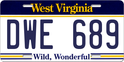 WV license plate DWE689