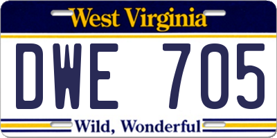 WV license plate DWE705