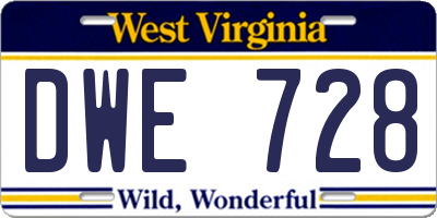 WV license plate DWE728