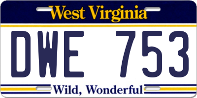 WV license plate DWE753