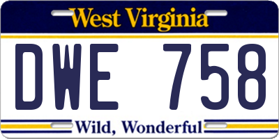 WV license plate DWE758