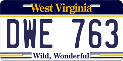 WV license plate DWE763