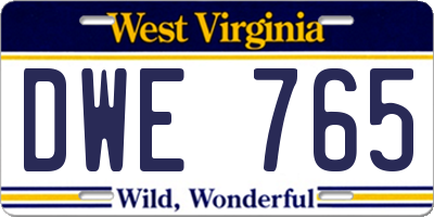 WV license plate DWE765