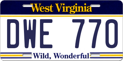 WV license plate DWE770
